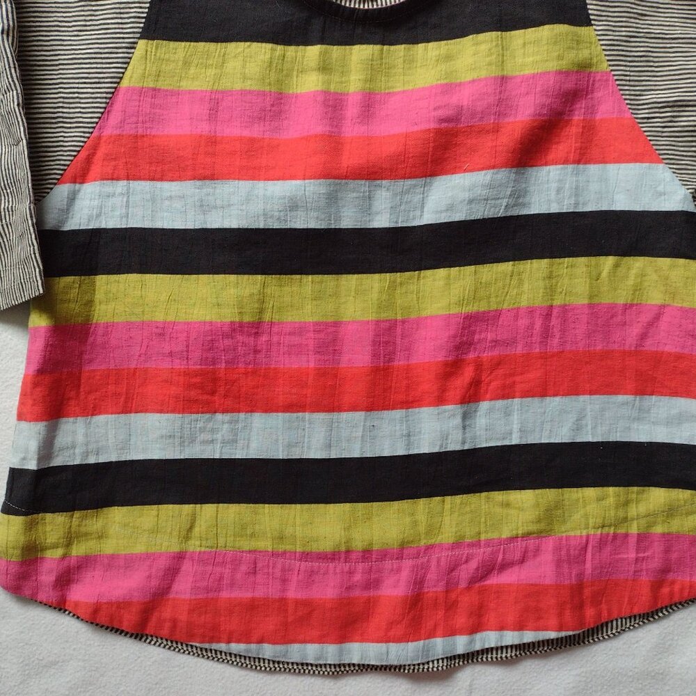 Alembika Mixed Striped Relaxed Fit Blouse S Linen Cotton Blend Vibrant Top - Picture 5 of 11